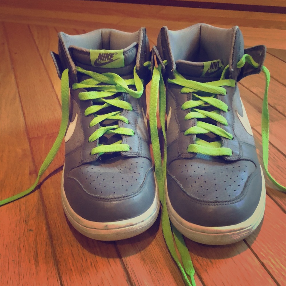 Nike high top men’s sneakers | grey and neon green